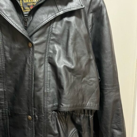 Vintage Gabriel Collection Heavyweight Black Leather Trench Coat Jacket Sz Large - Picture 3 of 9